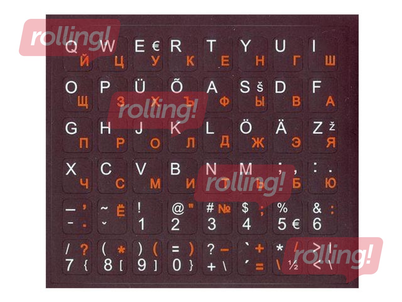 Uzlīmes tastatūrai Defender, melns fons, EE (Balti burti)/ RU (sarkani burti)