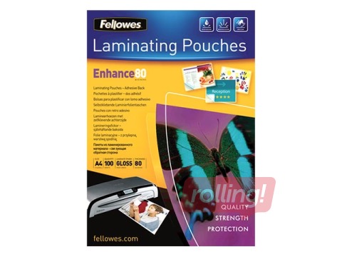 Lamineerimistaskud Fellowes A4, 80mic., 100 tk