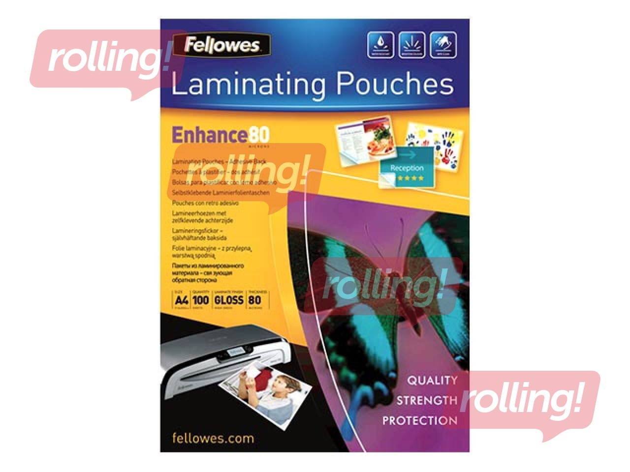 Lamineerimistaskud Fellowes A4, 80mic., 100 tk