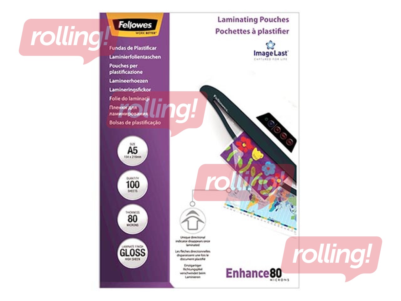 Lamineerimistaskud Fellowes A5 80mic 100tk.