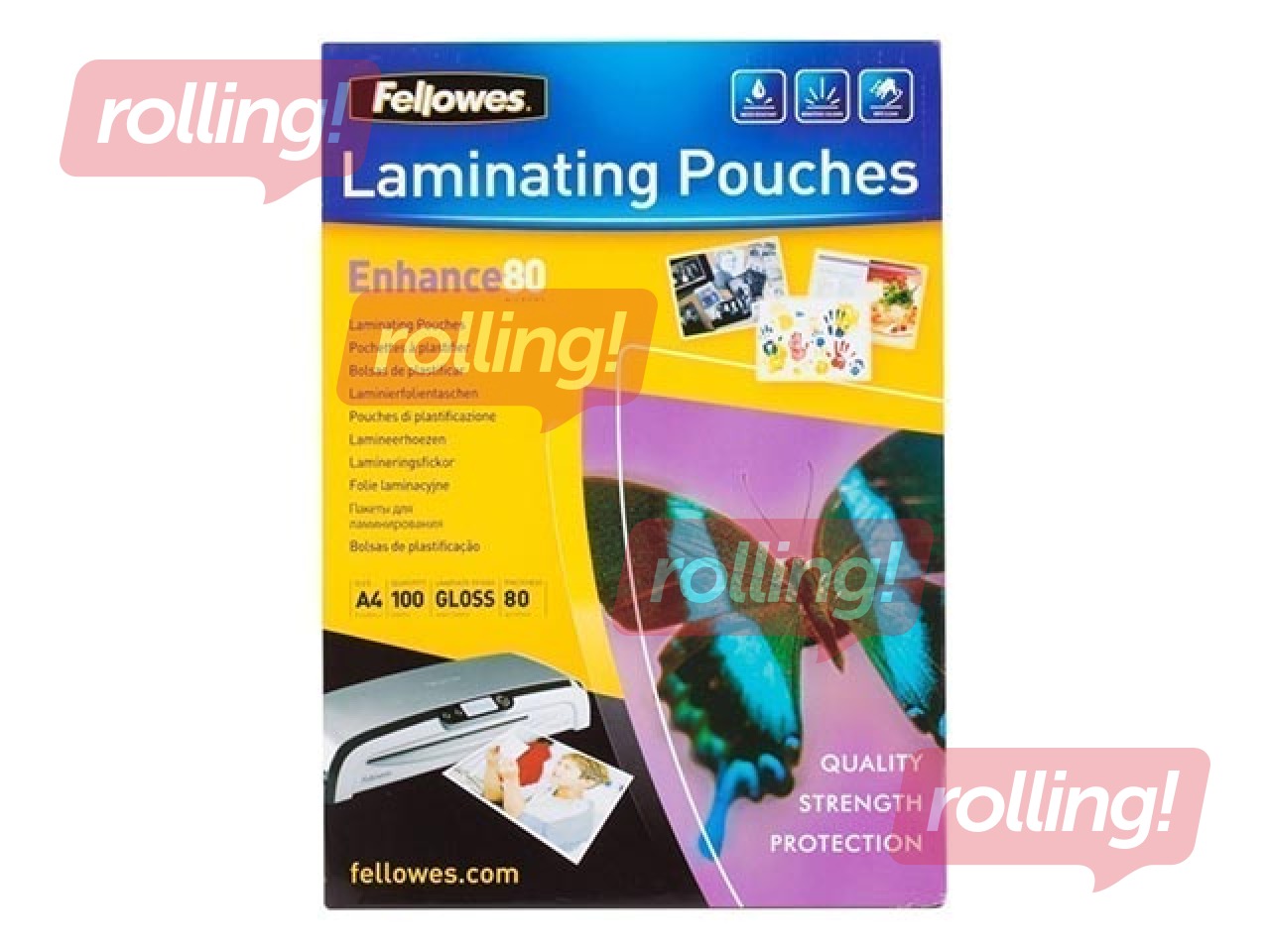 Laminēšanas plēves Fellowes A4 80mic 100gab/iepak