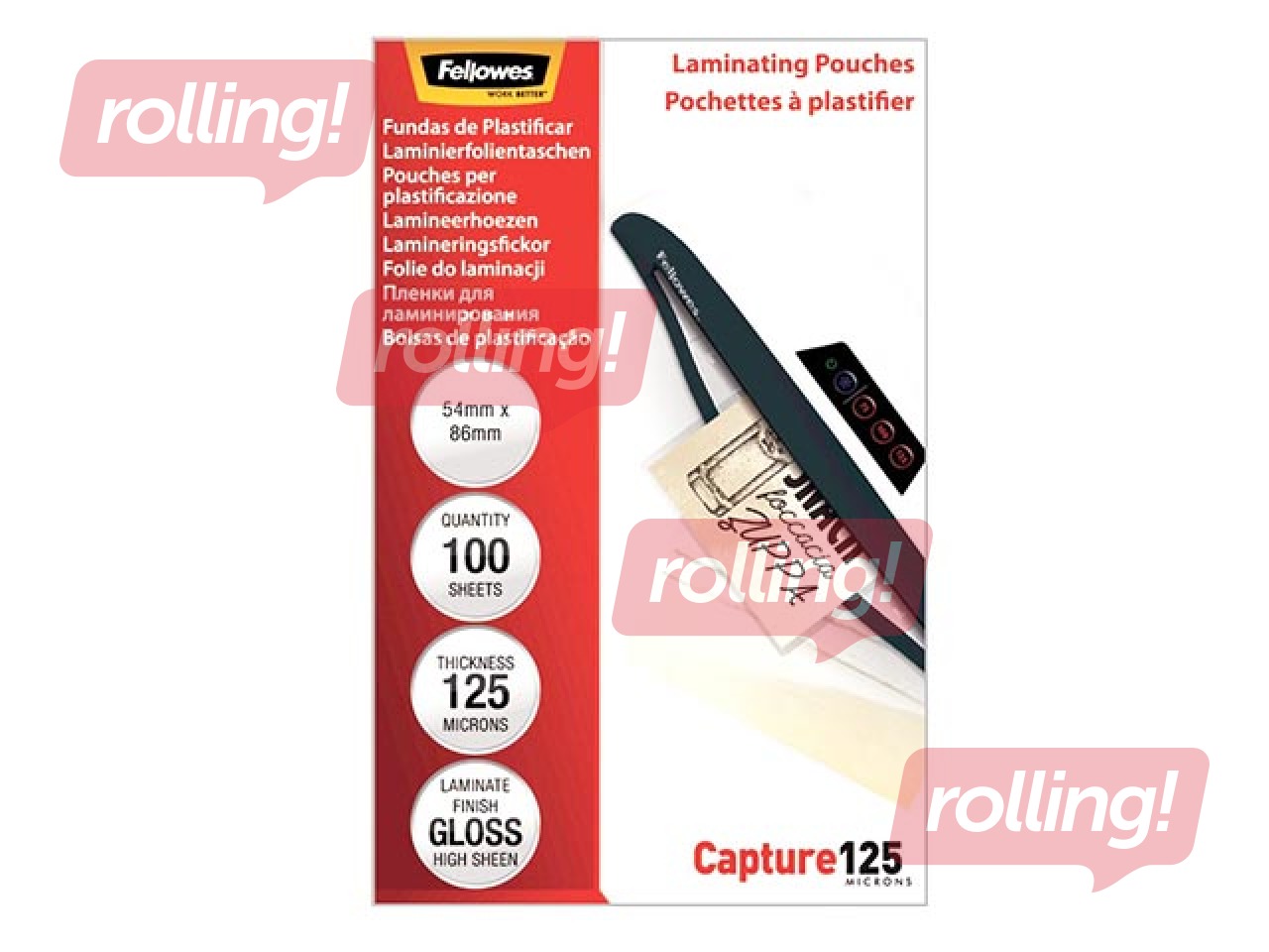 Lamineerimistaskud Fellowes 54 x 86 mm, 125 mic., 100 tk.