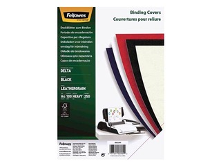 Köite tagakaaned Fellowes Delta 250 g/m², kunstnaha tekstuuriga, 100 tk, mustad
