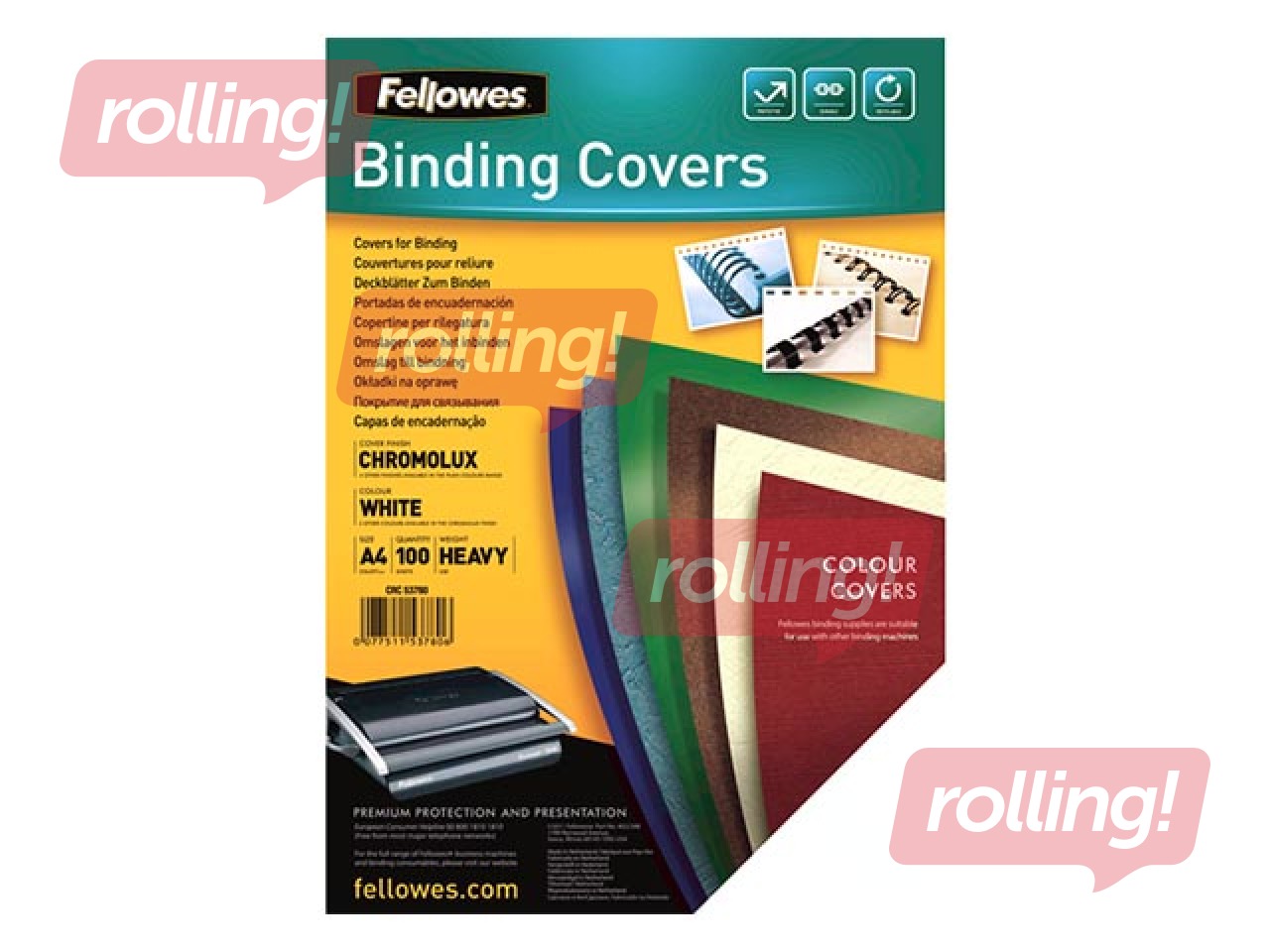 Köites tagakaas Fellowes Chromo A4, valge (100 tk.)
