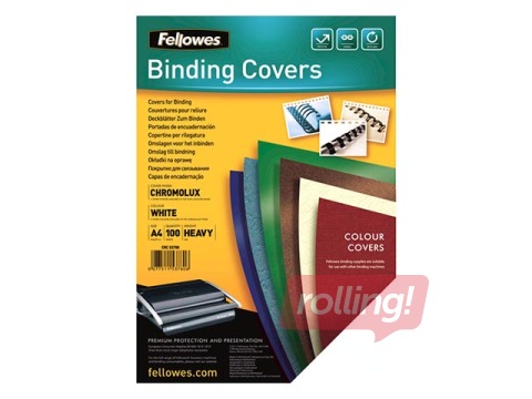 Задняя обложка для переплёта Fellowes Chromo, A4, белая, глянцевая, 100 шт.