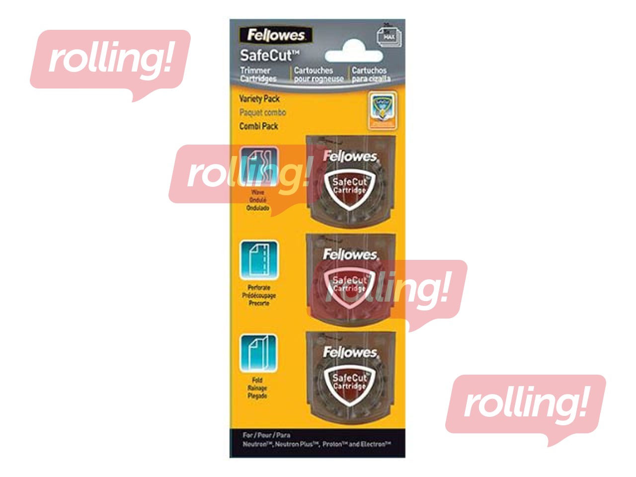 Vahetatav noakomplekt Fellowes SafeCut lainepapi lõikamiseks, perforeerimiseks, voltimiseks