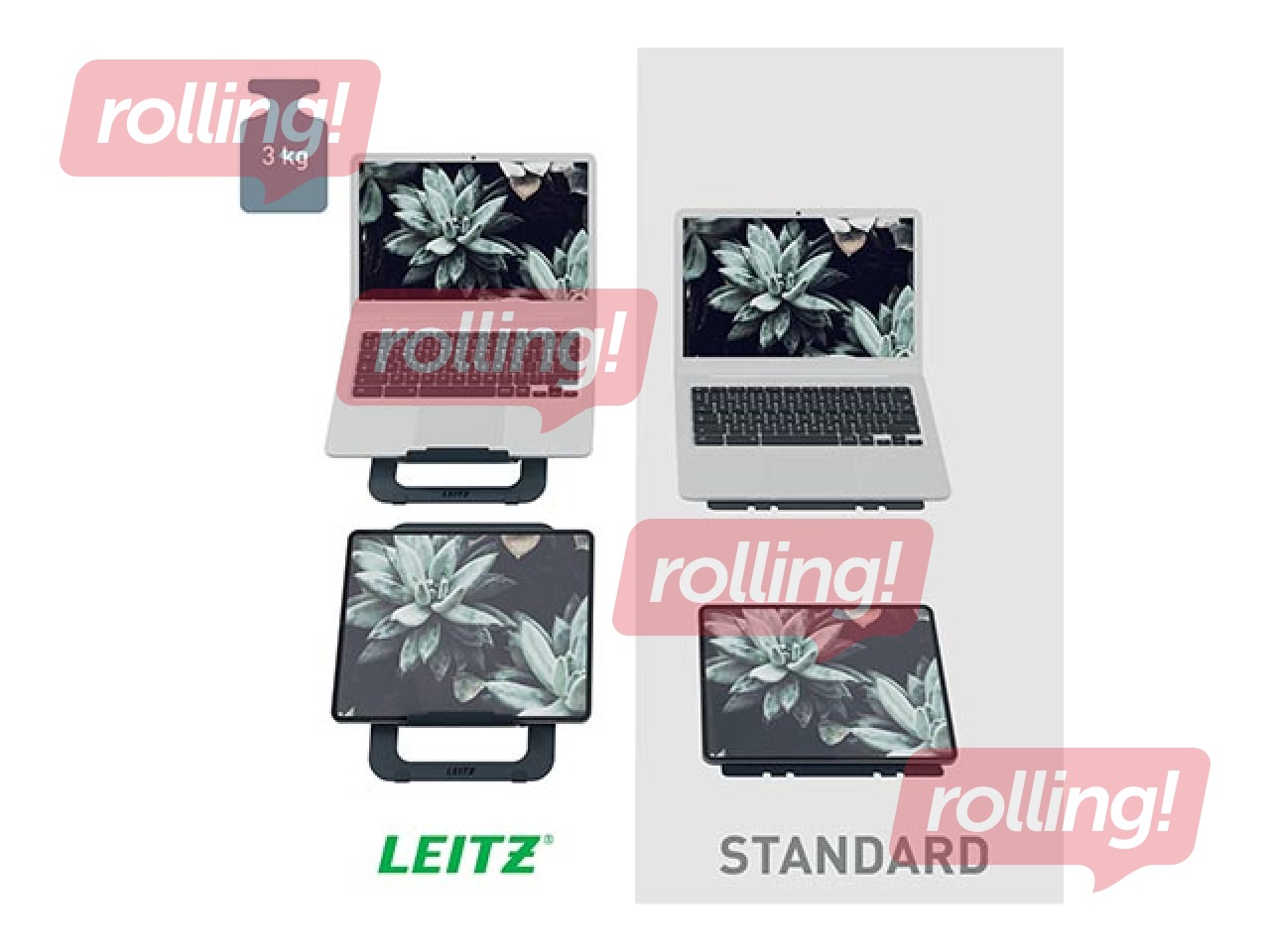 Подставка для ноутбука Leitz Ergo, ультра-тонкая, алюминиевая, регулируемая