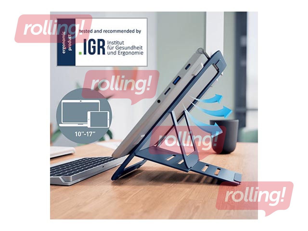 Sülearvuti alus Leitz Ergo, aluminium, ülilame ja reguleeritav