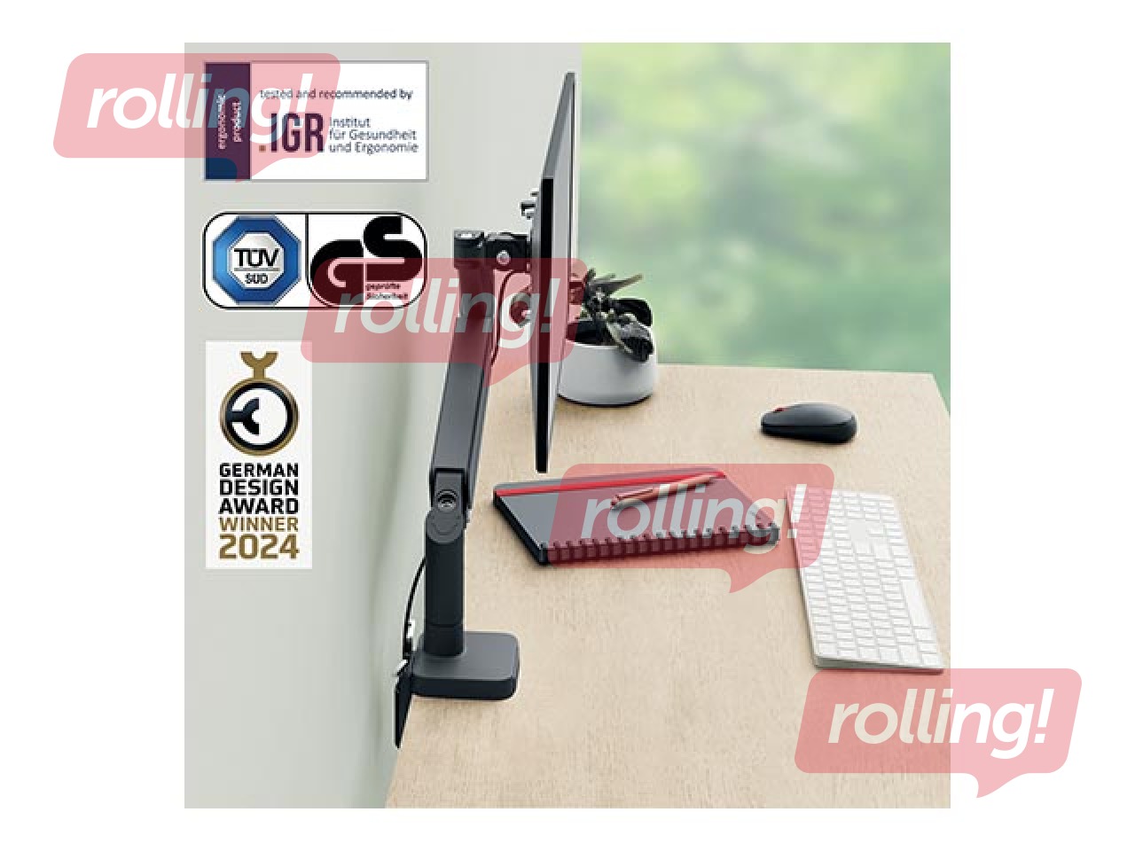 Крепление для монитора Leitz Ergo Space Saving Single, темно-серое