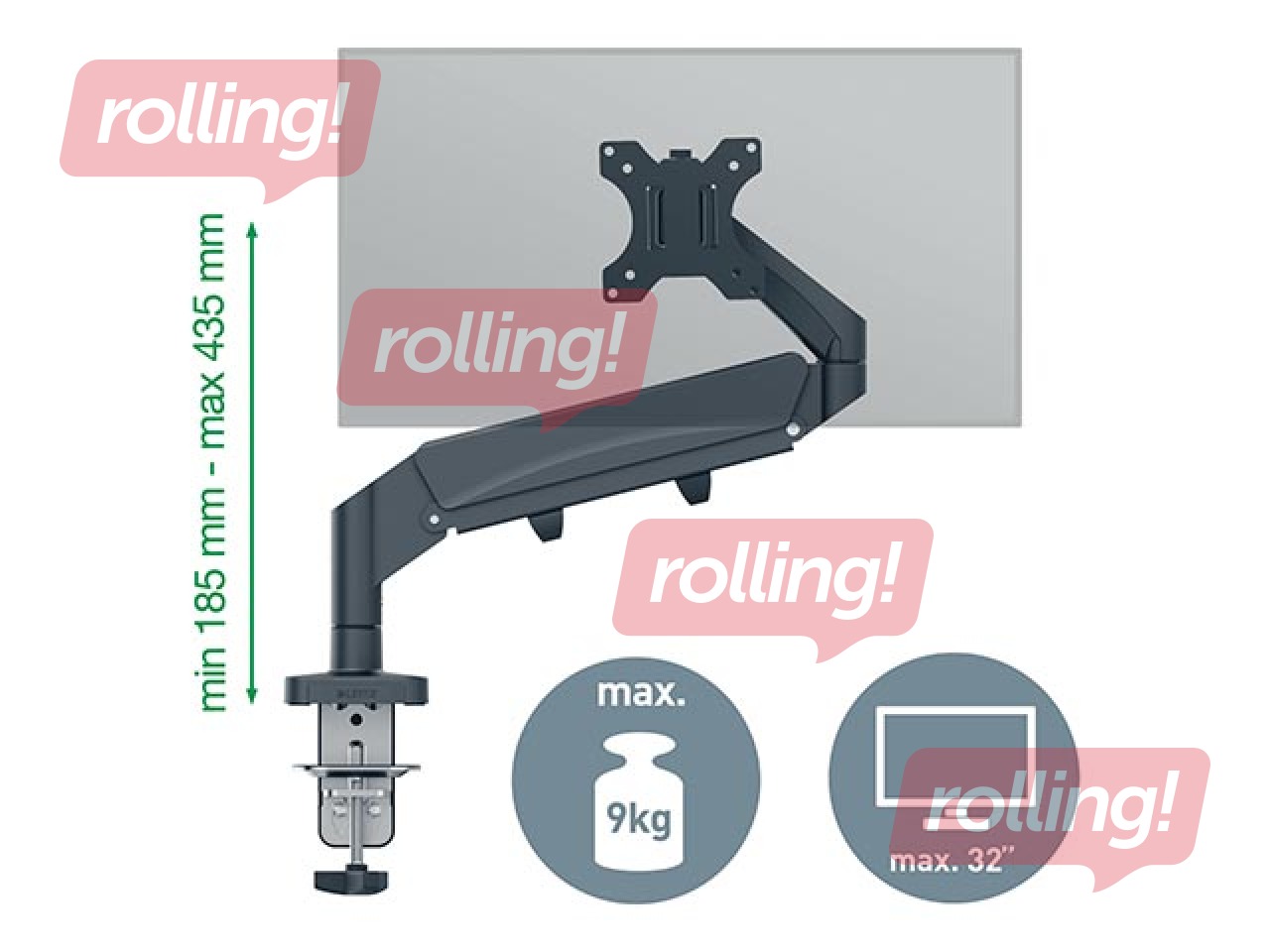 Крепление для монитора Leitz Ergo Space Saving Single, темно-серое