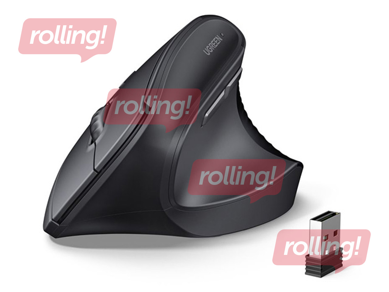 UGREEN vertikaalne 2,4 GHz/Bluetooth 5.4 traadita hiir, must