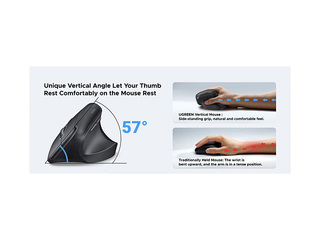 UGREEN vertikaalne 2,4 GHz/Bluetooth 5.4 traadita hiir, must