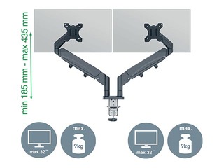 Крепление для монитора Leitz Ergo, стойка для двух мониторов, темно-серая