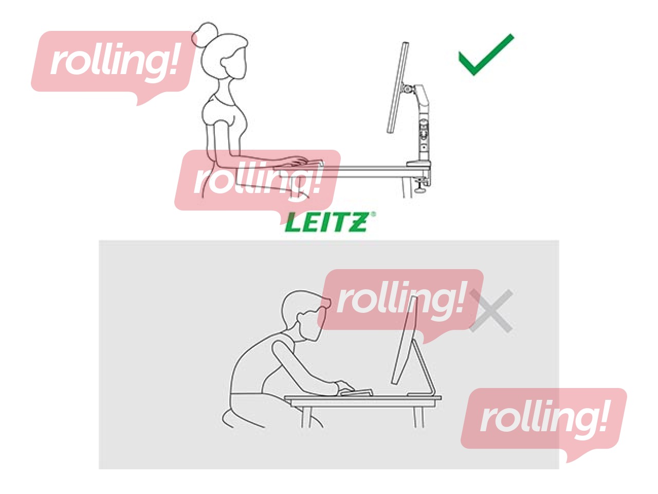 Крепление для монитора Leitz Ergo, стойка для двух мониторов, темно-серая