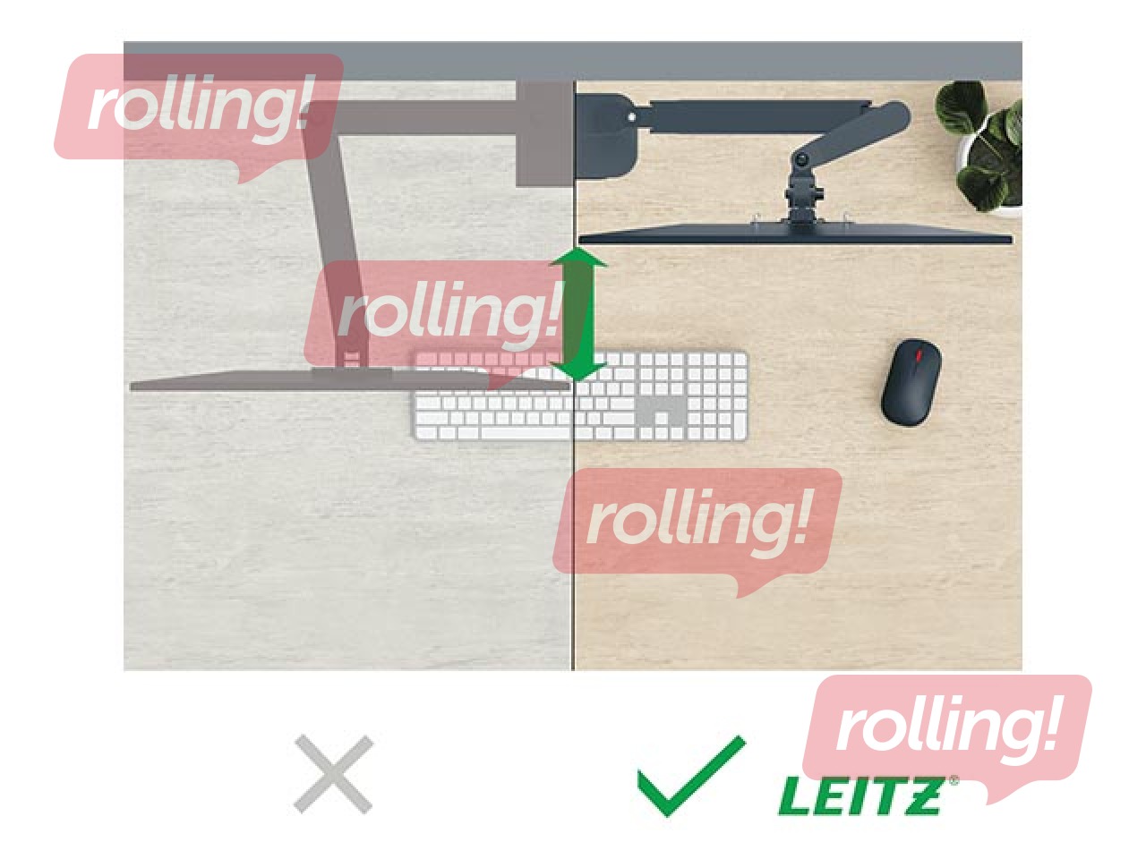 Monitor Arm Leitz Ergo Space Saving Dual, dark gray