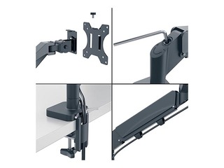 Monitor Arm Leitz Ergo Space Saving Dual, dark gray