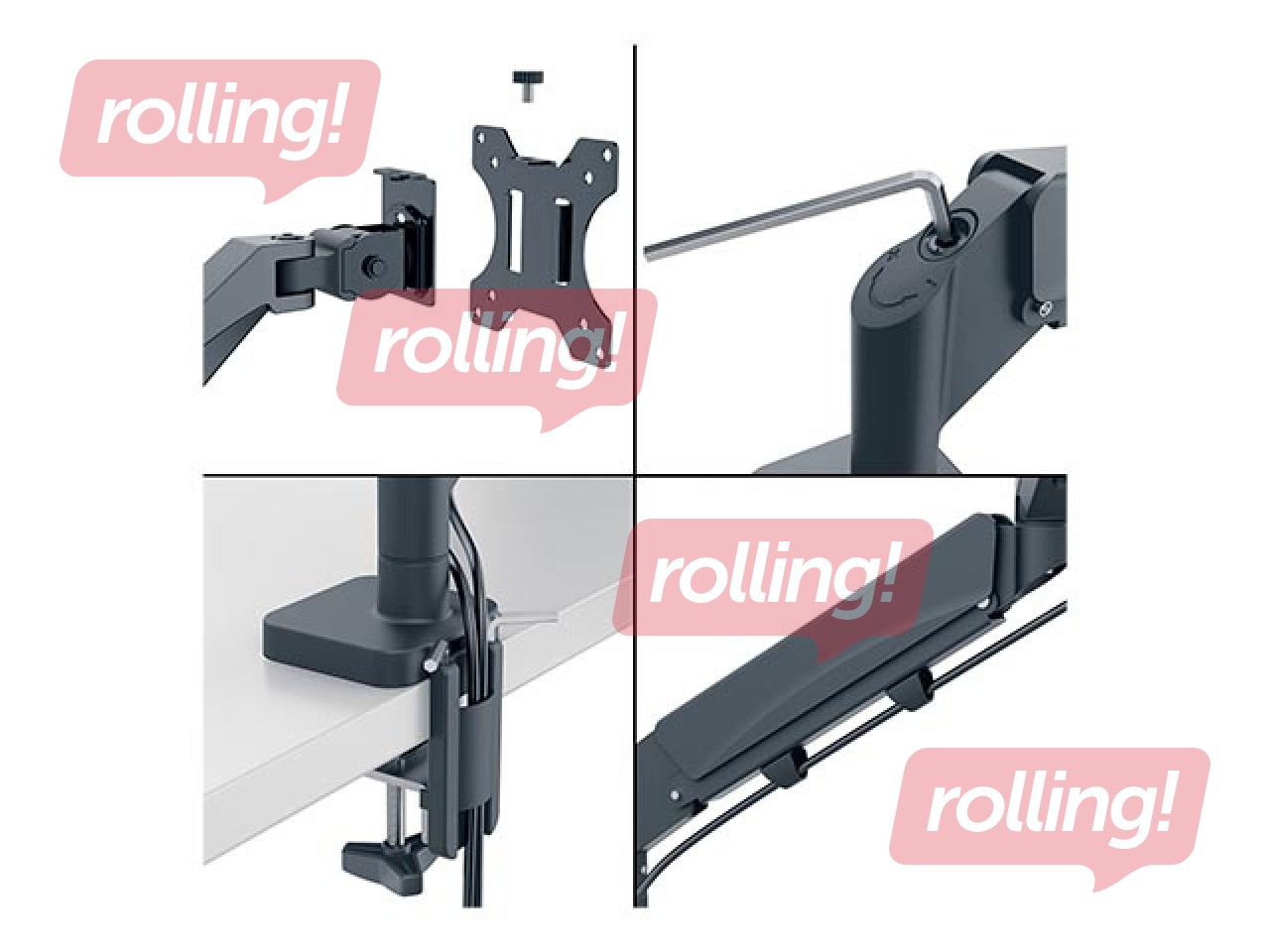 Monitor Arm Leitz Ergo Space Saving Dual, dark gray