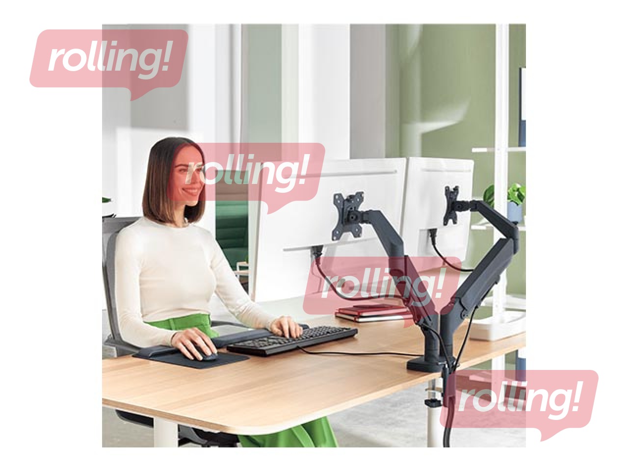 Monitor Arm Leitz Ergo Space Saving Dual, dark gray