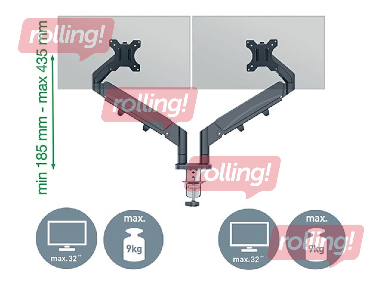 Monitori alus Leitz Ergo ruumi säästev kahekordne, tumehall