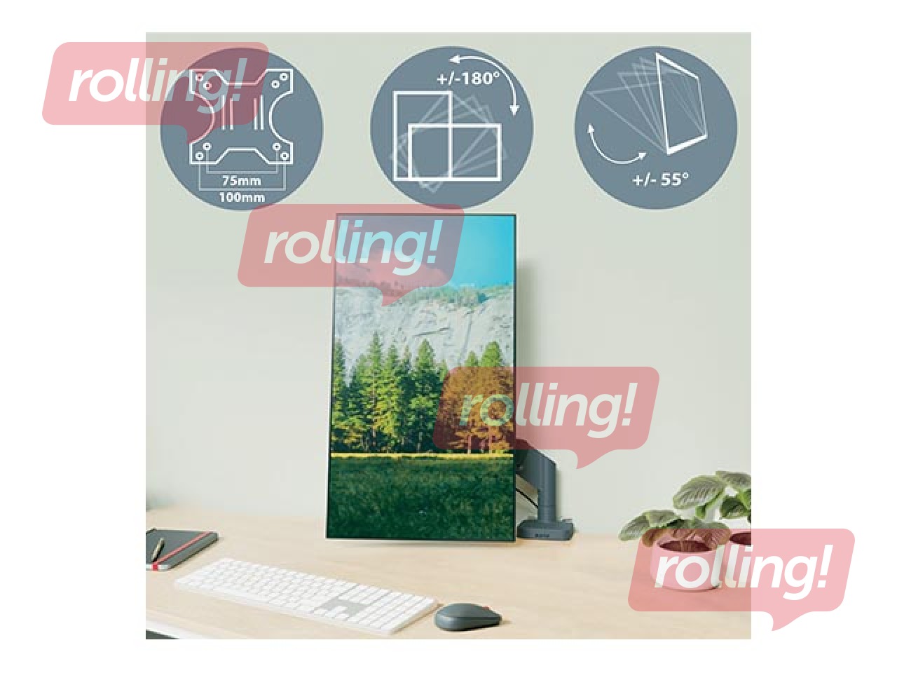 Monitori alus Leitz Ergo ruumi säästev kahekordne, tumehall