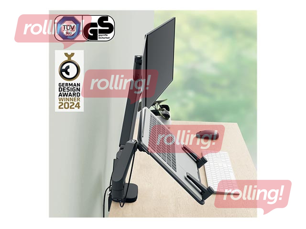 Sülearvuti ja monitori alus Leitz Ergo, tumehall