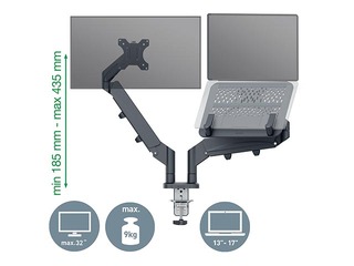 Sülearvuti ja monitori alus Leitz Ergo, tumehall