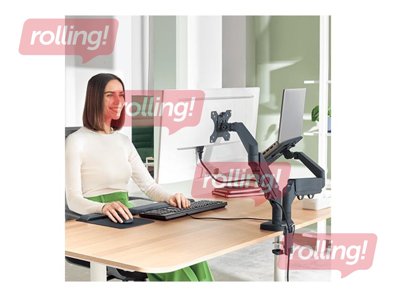 Sülearvuti ja monitori alus Leitz Ergo, tumehall