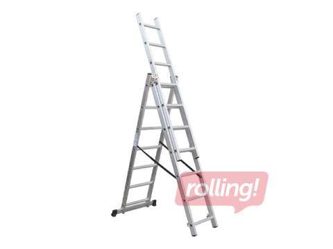 Ladder BESK 3x14 steps, aluminium, 9.80 m