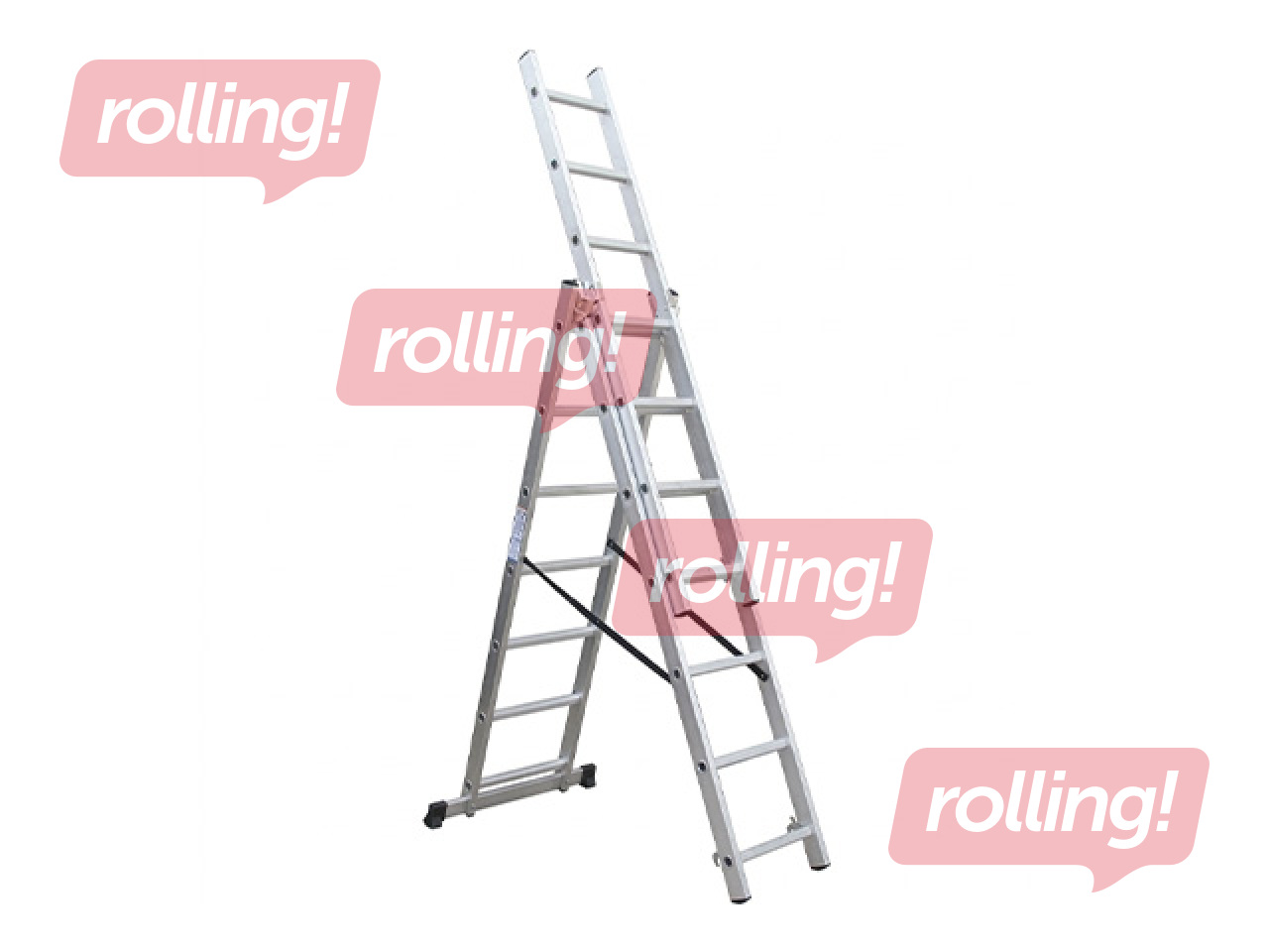 Ladder BESK 3x14 steps, aluminium, 9.80 m