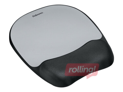 Mouse pad with wrist pillow Fellowes Memory Foam, Silver