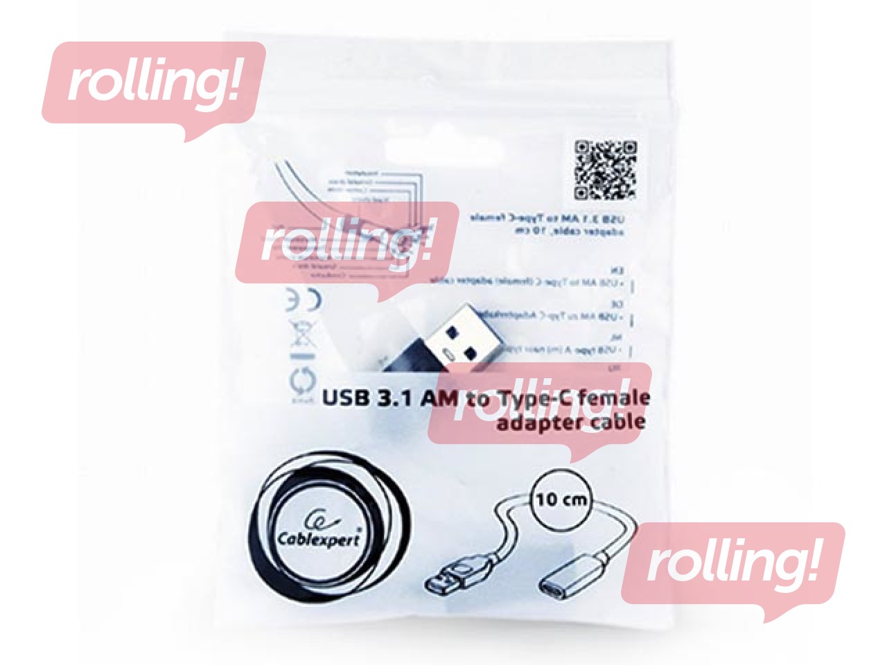 Adapteris Gembird USB Male - USB Type C Female 0.1m Black