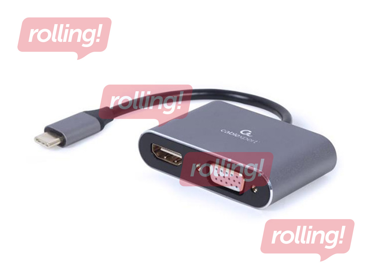 Adapteris Gembird USB Type-C to HDMI + VGA Display Adapter Space Grey
