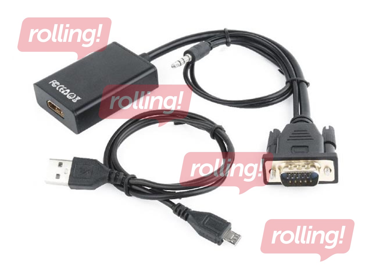 Gembird VGA to HDMI adapter cable, 0.15 m, black