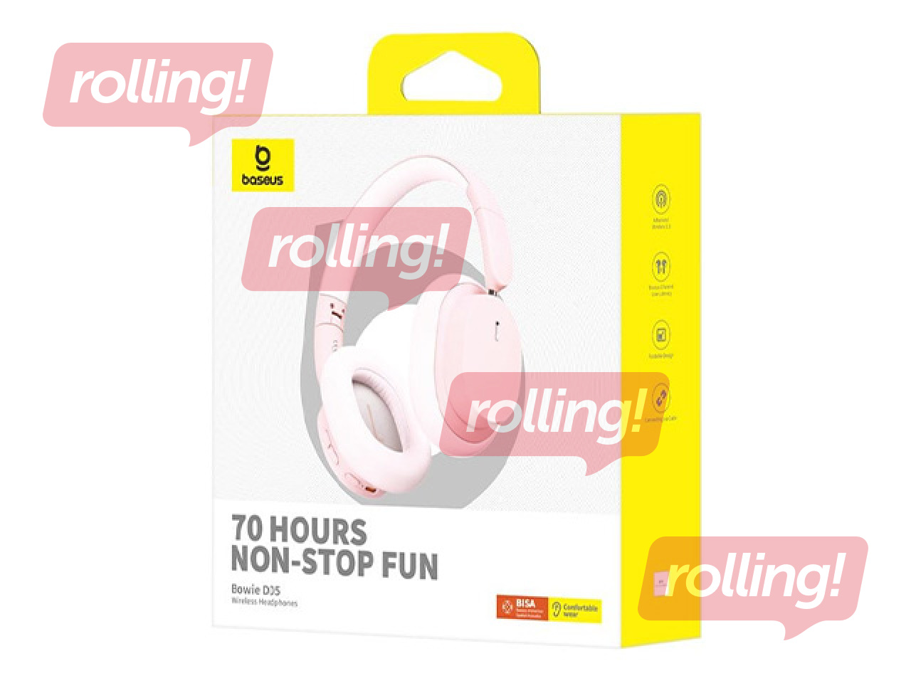Baseus Bowie D05 Bluetooth 5.2 juhtmeta kõrvaklapid mikrofoniga (roosa-kuldne)
