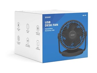 Galda ventilators ar akumulatoru Savio USB Desk Fan AD-01, Melns
