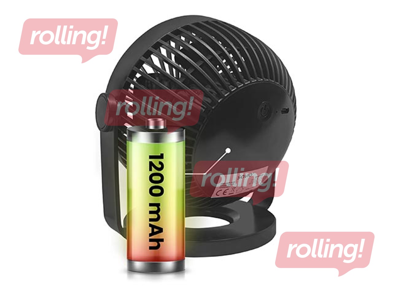 Table fan with accumulator Savio USB Desk Fan AD-01, black