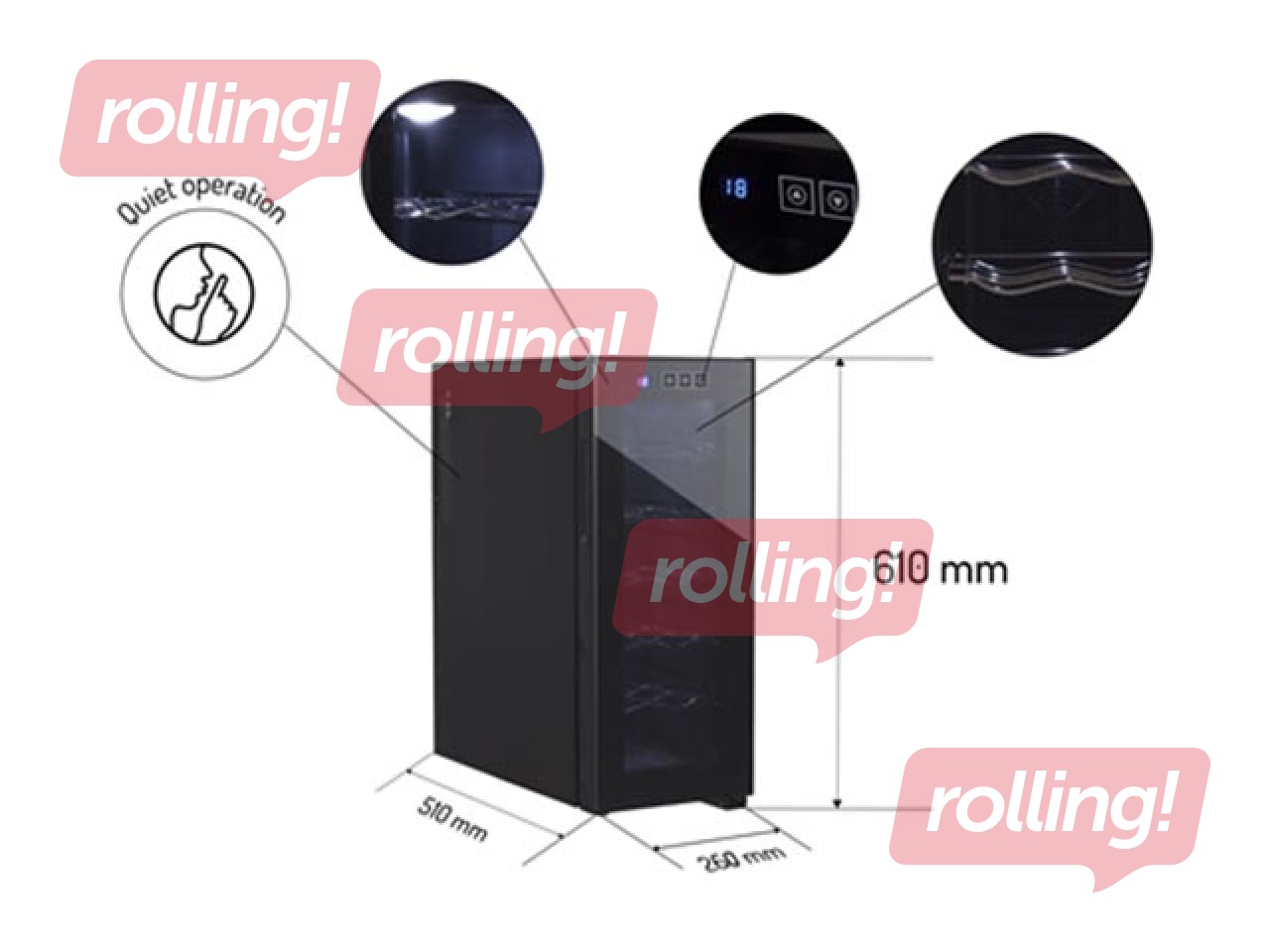 Fridge for drinks Alder, h-61 cm, 33 l , black