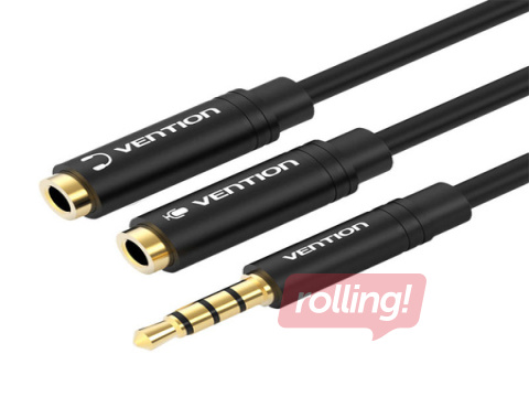 Adapterkaabel Vention 3,5 mm (isane) kuni 2 x 3,5 mm (emane) stereo splitter 30 cm (must)