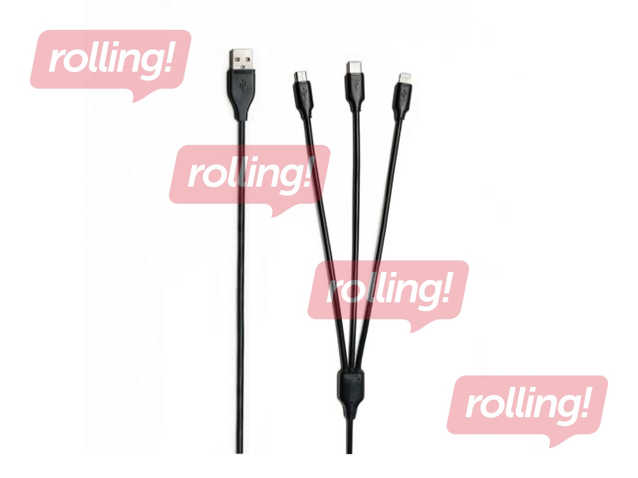 Connecting Cable BULLET 3in1 USB - (Type C, Lightning, Micro USB), 3A, 1m, black