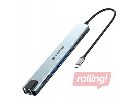 Mitme pordiga adapter Blitzwolf BW-TH5 10in1 USB-C (silver)