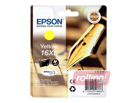 Tindikassett Epson 16XL, kollane, 6.5ml