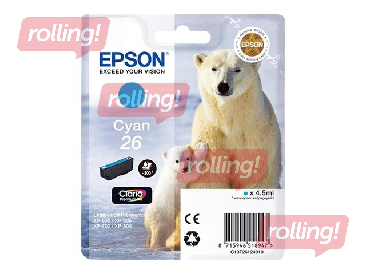 Tindikassett EPSON sinine 26 Claria Premium