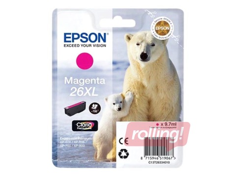 Tintes kasete EPSON 26 XL, Fuksīna sarkana