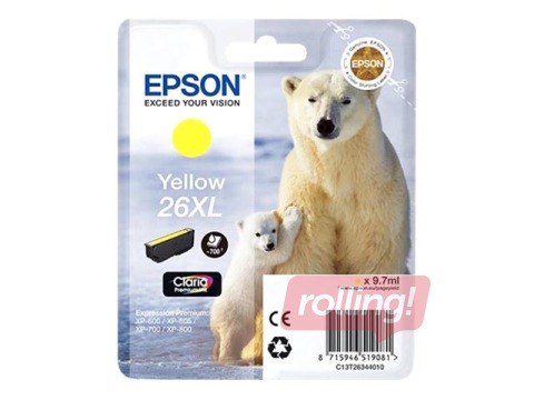 Tintes kasete EPSON 26 XL,  Dzeltena