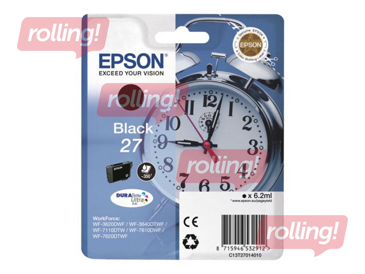 Tindikassett  Epson 27 must, WF-7110DTW, 6.2ml