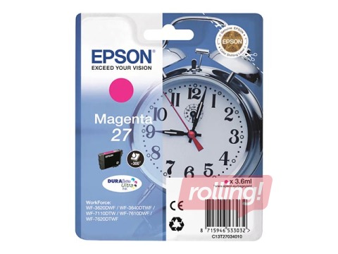 Epson 27 magenta ink cartridge, WF-7110 / WF-7620, 3.6ml