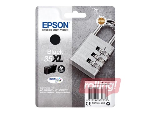 Tintes kasete Epson 35XL WorkForce Pro WF-4720, melna (2600 lpp)