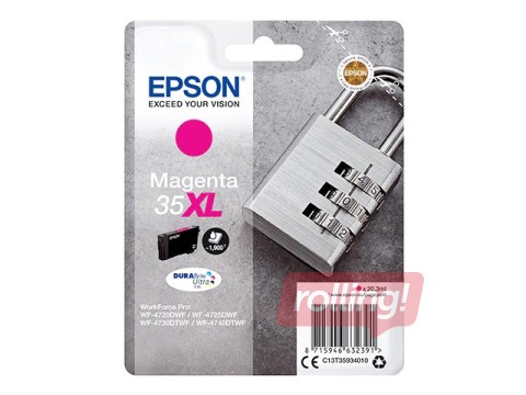 Tintes kasete Epson 35XL WorkForce Pro WF-4720, fuksīna sarkana (1900 lpp)