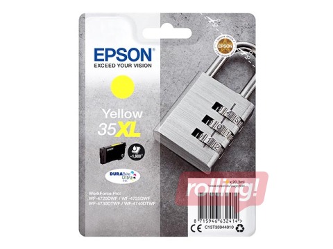 Tintes kasete Epson 35XL WorkForce Pro WF-4720, dzeltena (1900 lpp)