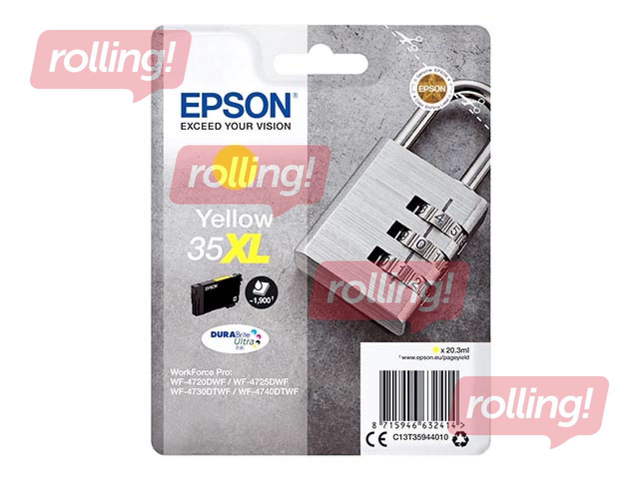 Tintes kasete Epson 35XL WorkForce Pro WF-4720, dzeltena (1900 lpp)